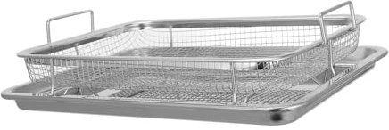 ASAKKURA 2 Stück Grillkorb, Edelstahl Filterschale, Luftfritteuse, Edelstahlkorb, Luftfritteusenschale, Luftfritteusenpfanne, Pommes Fritteusenpfanne, Luftfritteusenzubehör, Frittierkorb,