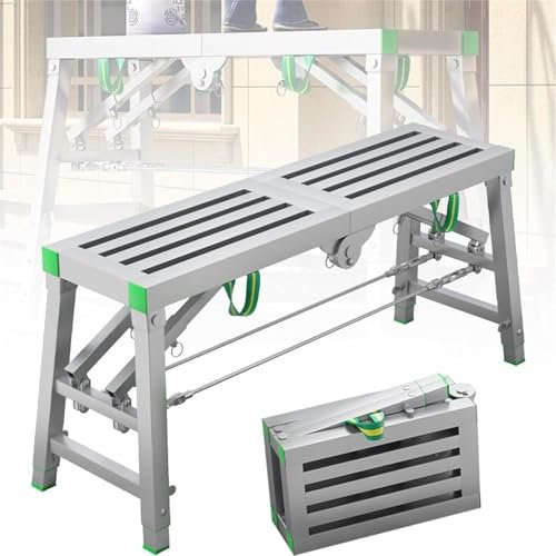 Andamio Plegable Multiusos para proyectos de renovación. Escalera portátil y de Altura Ajustable (160 x 30 cm).