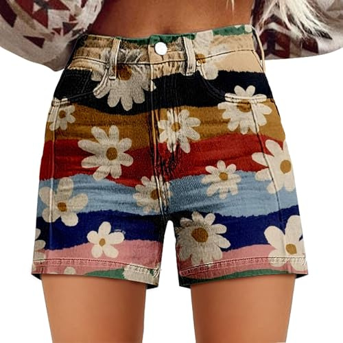 HOOUDO Delivery Denim Shorts Skinny Stretch Jean Casual Slim Fit Mother Summer Hot Pants with Pockets Denim Shorts for Women Low Rise