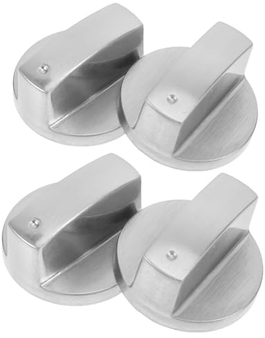 Boutons de Cuisinière Universels 4 Pièces en Alliage de Zinc Argenté | Remplacement de Commande, Usage la Cuisine et Restaurant, pour Cuisinière à Gaz et Four Électrique, Style Moderne