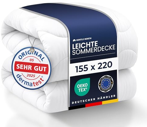 Gentle North Leichte Sommerdecke 155x220 als Schlafdecke - Bettdecke für Allergiker geeignet - Weiche Steppdecke - Besonders Flauschig & waschbar bei 60°