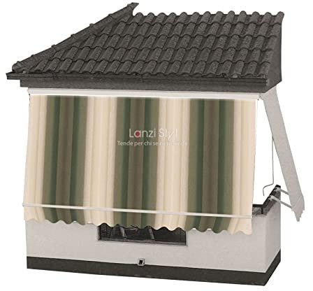 Tenda da sole a caduta con CASSONETTO di protezione braccetti e mantovana - Tessuti TEMPOTEST PARÀ(TESSUTI VERDI) - MISURA L cm da 241 a 300 X 260 H