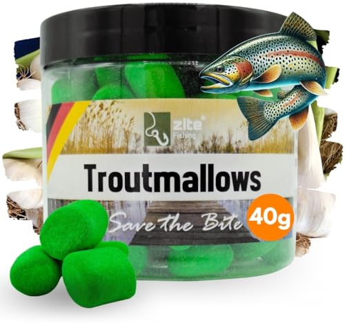 Zite Fishing Trout Mallows Forellenköder - Hochfängiger Forellenteig | auftreibend - Troutmallows Starke Aromen & Leuchtende Farben 40g Dose Forellen Köder