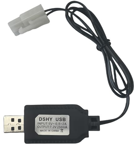 Charger Cable with Tamiya KET-2P with Battery Protection Compatible RC Car RC Tank RC Boat and Gel Ball Blaster and Other Remote Control Toys for Universal 7.2V Li-ion Battery USB Charger Cable (1)
