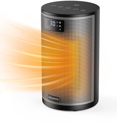 Stufetta Elettrica da Bagno PALINTH, Termoventilatore con 4 Modalità, Termostato, Protezione da Surriscaldamento e Ribaltamento, Timer 8 Ore, per Interni e Camera da Letto