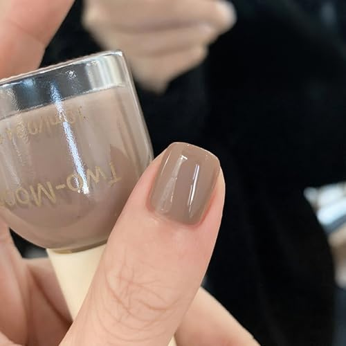 Nude Brown Nail Polish - Long Lasting Nude Nail Varnish - Fast Drying Neutral Nail Varnish Quick Dry - 10ml High Glossy Milk Coffee Nail Lacquer No Required UV/LED Lamp