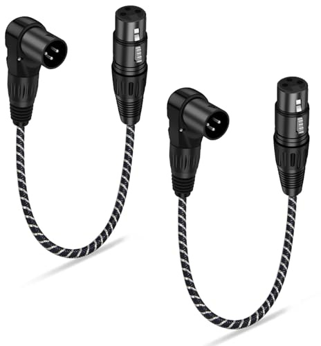 NCGGY Right Angle XLR Cable,Adjustable Right-Angle Male to Straight Female Microphone Cord,90 Degree XLR Mic Adapter for Microphone, Power Amplifier, Sound Console, Sound Speaker 0.3M(2-Pack)