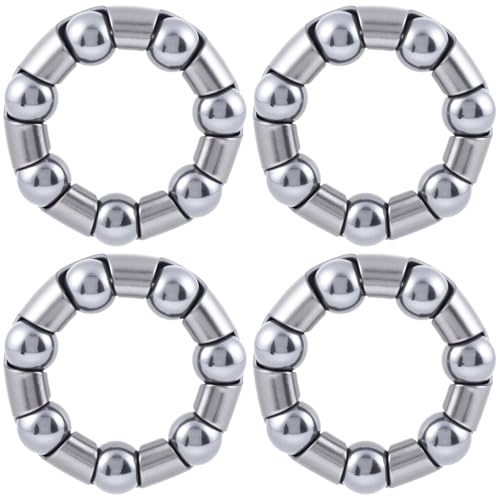 CustomyLife 4pcs 1/5in x 7 Balls Bicycle Bearing, Crank Ball Bottom Bracket Bearings, Bike Axle Wheel Frame Repair Part for Schwinn Mountain Genesis Stretch- Silver