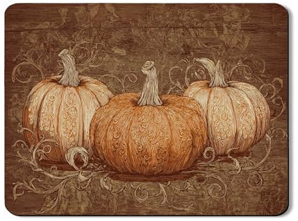Pumpkin Dish Drying Mats For Kitchen Counter, Rustic Autumn Absorbent Rubber Rack Mat, Vintage Decorative Drying Pad For Coffee Bar Protector 18x24 Inch