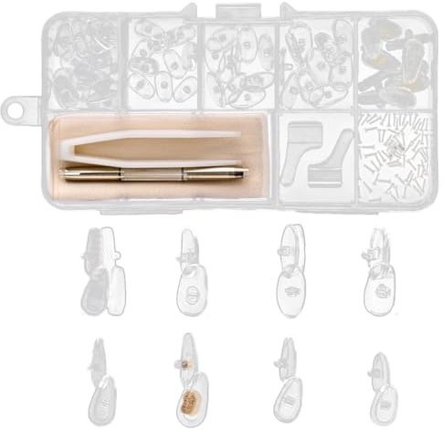 WeddHuis 1 Set Kit Riparazione Occhiali, Naselli per Occhiali in Silicone, Naselli Antiscivolo con Viti, Pinzetta e Cacciavite, per Occhiali e Occhiali da Sole