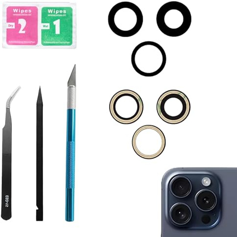 15 Pro Max Rear Back Camera Lens for iPhone 15 Pro Max with Repair Tool Kit | Sapphire 15 Pro Max Back Rear Camera Lens for iPhone 15 Pro Max Rear Back Camera Glass Replacement with Repair Kit