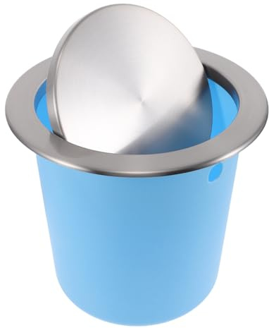 DOITOOL Cubo de Basura Empotrado de Encimera Tapa Abatible de Acero Inoxidable y Plástico Diseño Redondo Grande 430 Cubo de Basura Integrado para Cocina y Baño Ahorro de Espacio y