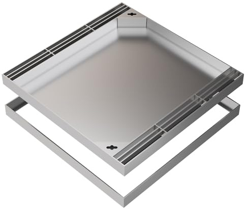 SXYCKRUI Grille Caillebotis en Acier Inoxydable 304, Grille Caniveau et Cadre Invisibles, Couvercle de Regard Carré pour Cour et Trottoir(60 * 60 * 5cm/24 * 24 * 2in)