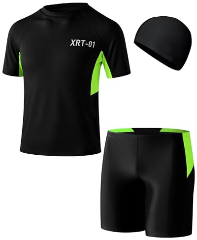 Cheerful Mario Boys Swimming Costume Kids Swimwear Set Short Sleeve Swimsuit Rash Gard Shirts Quick Dry