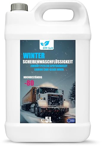 Winter Scheibenfrostschutz bis -80°C 5L/5liter - Frostschutz Scheibenwaschanlage fertig gemischt - Klarsicht Scheibenreiniger für Auto entfernt Salz und Schmutz