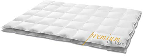 HANSKRUCHEN® Premium de Luxe Daunendecke 135x200 cm - Extra Leicht / Sommer - Made in Germany Kassettendecke aus 100% Baumwolle - Allergiker geeignet