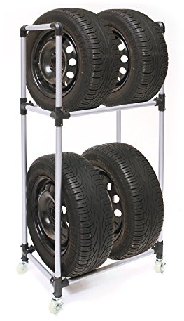 DEMA Reifenständer 4 Reifen – Felgenständer, Reifenregal, Fahrbar – Robust, Platzsparend, Stabil – Für KFZ, Werkstatt, Garage, Reifenlagerung