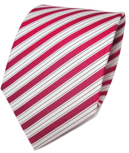 TigerTie Designer Seidenkrawatte in rot weiß signalrot gestreift