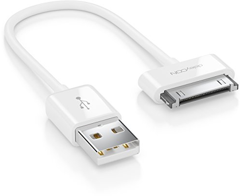 deleyCON 0,15m Câble USB 30 Broches Connecteur Dock Câble de Synchronisation de Chargement & de Données Compatible avec IPhone 4s 4 3Gs 3G IPad IPod - Blanc