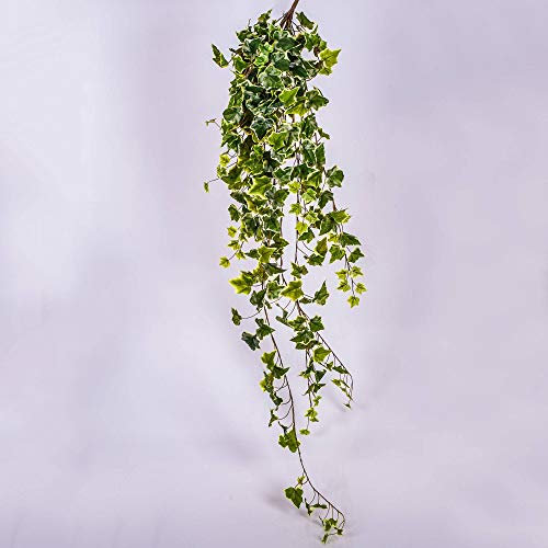 artplants.de Mata Enredadera de Hiedra Decorativa, Blanco-Verde, 720 Hojas, 120cm - Mata Artificial - Planta sintética