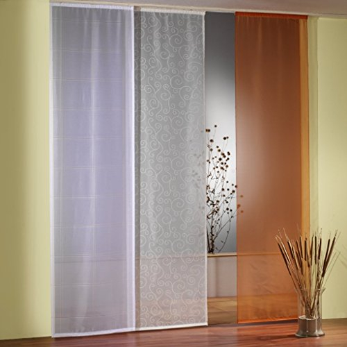 fashion and joy Flächenvorhang Schiebegardine Batist weiß inkl. Zubehör HxB 245x57 cm Natural Chic Karo halbtransparent Gardine Vorhang …auspacken, aufhängen, fertig! Typ360