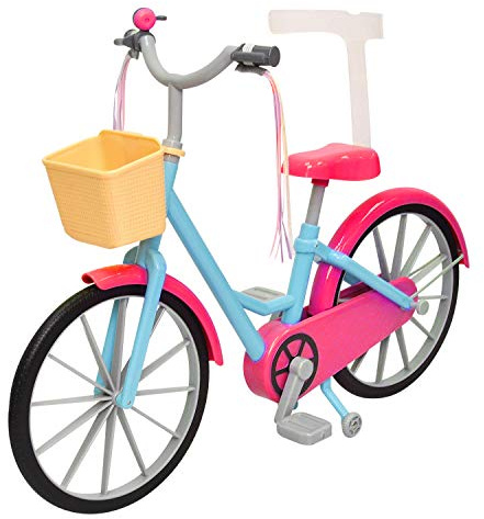 The New York Doll Collection Docka Cykel För 18 tum / 46 cm Dockor - Inkluderar Streamers - Korg ochTräning Hjul - Dockcykel - Docklekspel - Docka Tillbehör