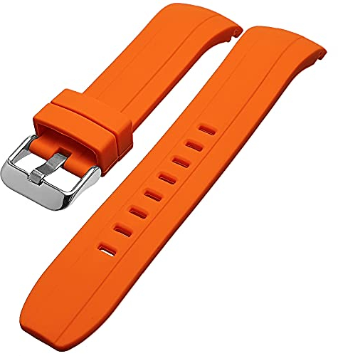 Talk Time Curved End Watch Strap Silicone Rubber Divers Soft Touch Stainless Steel Buckle 22mm (Orange)