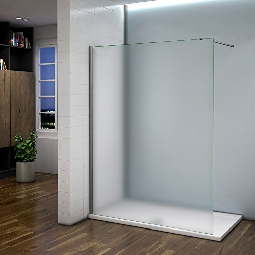 Paroi de douche 120x200cm verre dépoli et anticalcaire avec barre de fixation en 90cm