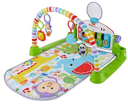 Fisher-Price Gimnasio Piano Pataditas superaprendizaje, manta de juego para bebé recién nacido (Mattel FWT12)