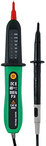 KPS-DT220 Detector de tensión y prueba de diferenciales, tensión 12V-400V, polaridad, RCD (Dispositivo de Corriente Residual) e indicador LED, IP54