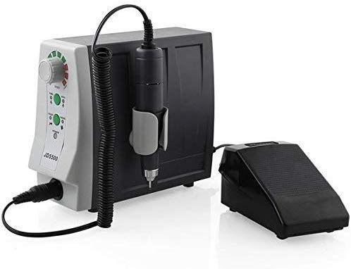 Torno Para Uñas Profesional 35000 RPM Especial Centros de Estética – Set de Manicura y Pedicura con Pedal y 4 Fresas Para Retirar Esmalte y Callos, Empujar Cutículas, Limar – Salida DC30V