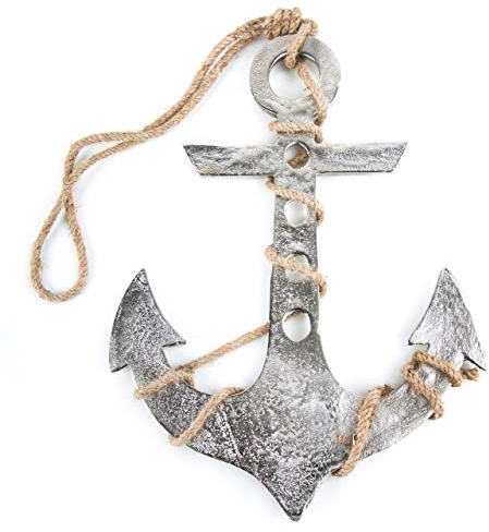 Logbuch-Verlag Anker Deko maritim Metall 19 cm Silber Glücksbringer Geschenk zum Aufhängen Hochzeit Geburtstag Vatertag Deko