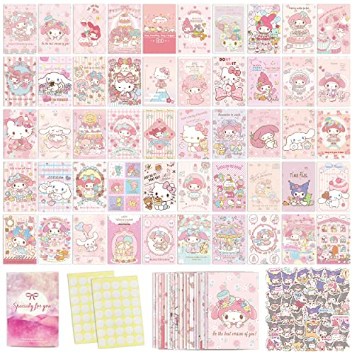 ArtBiz 160 st anime-väggcollage-kit, estetiska bilder, rosa anime-fotosamling för tonårstjejer, rumsdekor, manga-affischer, väggtryckssats, söta affischer för rum sovrum estetisk