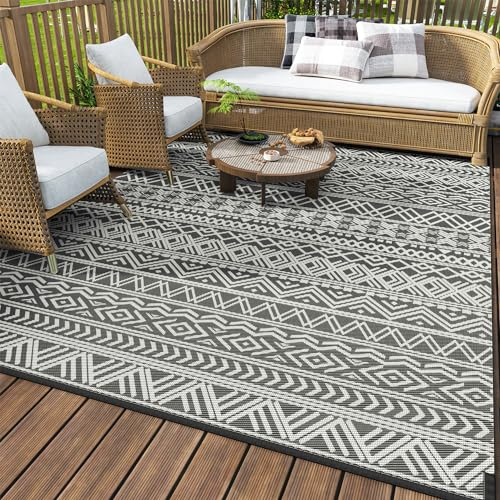 MontVoo - Tappeto da esterno impermeabile 1,5 x 2,4 m, reversibile, per patio, camper, campeggio, in plastica, per esterni, patio, balcone, picnic, spiaggia, decorazione per esterni