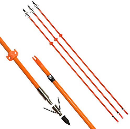 NIKA ARCHERY Pfeile zum Bogen fischen 32 Fish Hunting Solider Fiberglasschaft mit Sicherheitsschieber und Stopper für alle Bögen