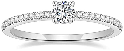 Titaniumcentral Vorsteckring Damen Eternity Ringe Schmal Rund Zirkonia Verlobungsringe Eheringe Versprechen Ring