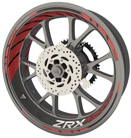Felgenband für Motorrad Kawasaki ZRX 1200 Premium Qualität (Aufkleber für 2 Räder) (Rot)