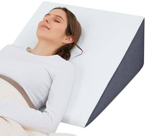 Touchutopia Bed Wedge Pillow for Sleeping, 8 24 24 Triangle Pillow Wedge, Cooling Memory Foam Top, Elevated Support Wedge Pillow - Removable Washable Cover