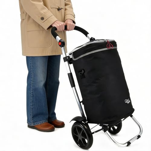 Einkaufstrolley Faltbarer Alu-Rahmen mit Kugellager Leichtlauf-Räder | Shopping-Trolley praktisch 40 Liter Volumen Roller Paketträger multifunktional