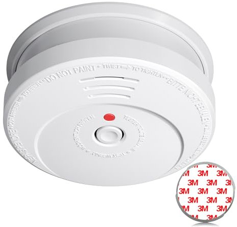 Andyssey Détecteur de Fumée Pile 10 Ans, Photoélectrique Alarme Incendie remplaçable Batterie, Conforme à la Norme européenne EN14604, Lot de 1