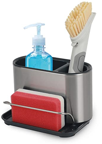 LUXTROUS Sink Caddy Organiser, Stainless Steel Kitchen Organiser, Practical Dishwashing Utensils Storage, Quality Kitchen Organiser, Sink Organiser for Washing Up Brushes, Cloths and Sponges, 51734