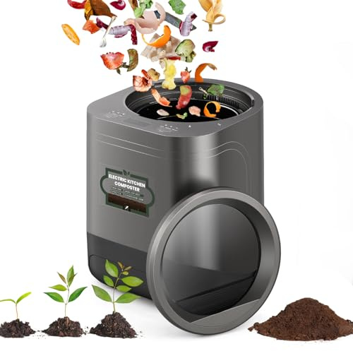 Huanyu Compostador Eléctrico de Residuos de Cocina Triturador de Residuos de Cocina Inteligente con Ventana Visible 3L Ciclador de Alimentos Compostador Eléctrico