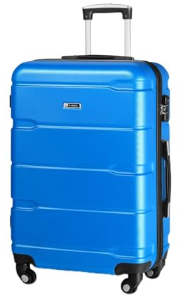 ALEOS. Reisekoffer, Hartschalenkoffer, leicht, Hartschale, robust, Trolley, Handgepäck, 100% ABS+PC mit TSA Schloss und leichtgängige 4 Rollen, Farbe:Blau, Größe:XL (mittelgroß)