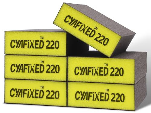 CYAFIXED Schleifschwamm, 220 ultrafeine Körnung, waschbarer und wiederverwendbarer Schleifpapierblock für Topfbürste, Pfannenbürste, Schwamm, Bürste, Gläser, Schleifen, Holz, Schleifen, Metall,