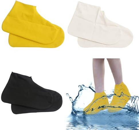 KASESSS 3 Paare Schuhüberzieher Wasserdicht, Gummiüberzieher Schuhe, Anti-Rutsch Regenschutz Schuhe, Wiederverwendbare Regen Überschuhe, Regenüberschuhe für Regen, Schneetag, Schlammige Straßen
