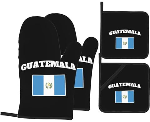 4 Pezzi Presine E Guanti Da Forno Guatemalan Guatemala Flag Cucina Guanti Divertenti Guanti Da Forno Professional Guanti Da Cucina Per Bbq, Grill, Cucina