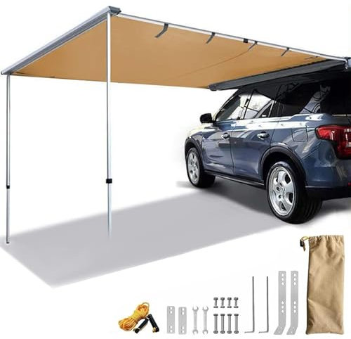 HNBYLMM Toldo para vehículos de Exterior, toldo Regulable para portaequipajes de Techo UV50+, toldo Lateral para SUV Resistente a la Intemperie, para Jeep/SUV/camión/Furgoneta,2X3M
