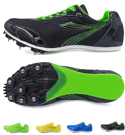 Leichtathletik-Spikes-Schuhe, Rennsport, Springen, Sprinten, Laufen, Spikes, atmungsaktiv, Spikes, Unisex, Laufen für Herren, Damen, Jugendliche, Jungen, Leichtathletik, Schwarz , 33 EU