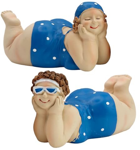 Logbuch-Verlag 2 Frauen Figuren mollige Badenixen Rubensfrauen Sommer Strand Deko Badezimmer 15 x 6 cm
