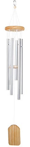 Dewocke Wind Chimes Outdoor, Garden Wind Chime with Natural Relaxing Soothing Sound, Pine Wood 6 Aluminum Tubes, Wind Chimes for Garden Patio Backyard Home Decor